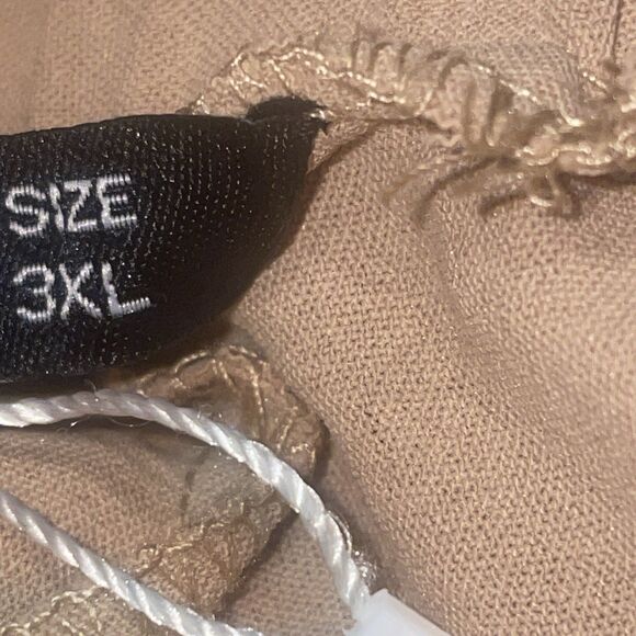 Womens 3XL Wide Leg Pants Split Leg Beige Flowy Palazzo Tie Waist Resort Casual - Picture 4 of 10